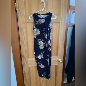 Floral Sleeveless Navy Dress
